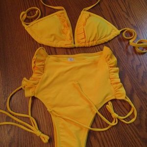 New Yellow Ladies Teens Bikini 2 Piece Bathing Suit Small